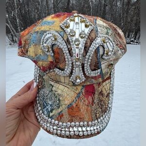 Rhinestone Bling Baseball hat Y2K-style Glam Rock Fleur-di-Lis
